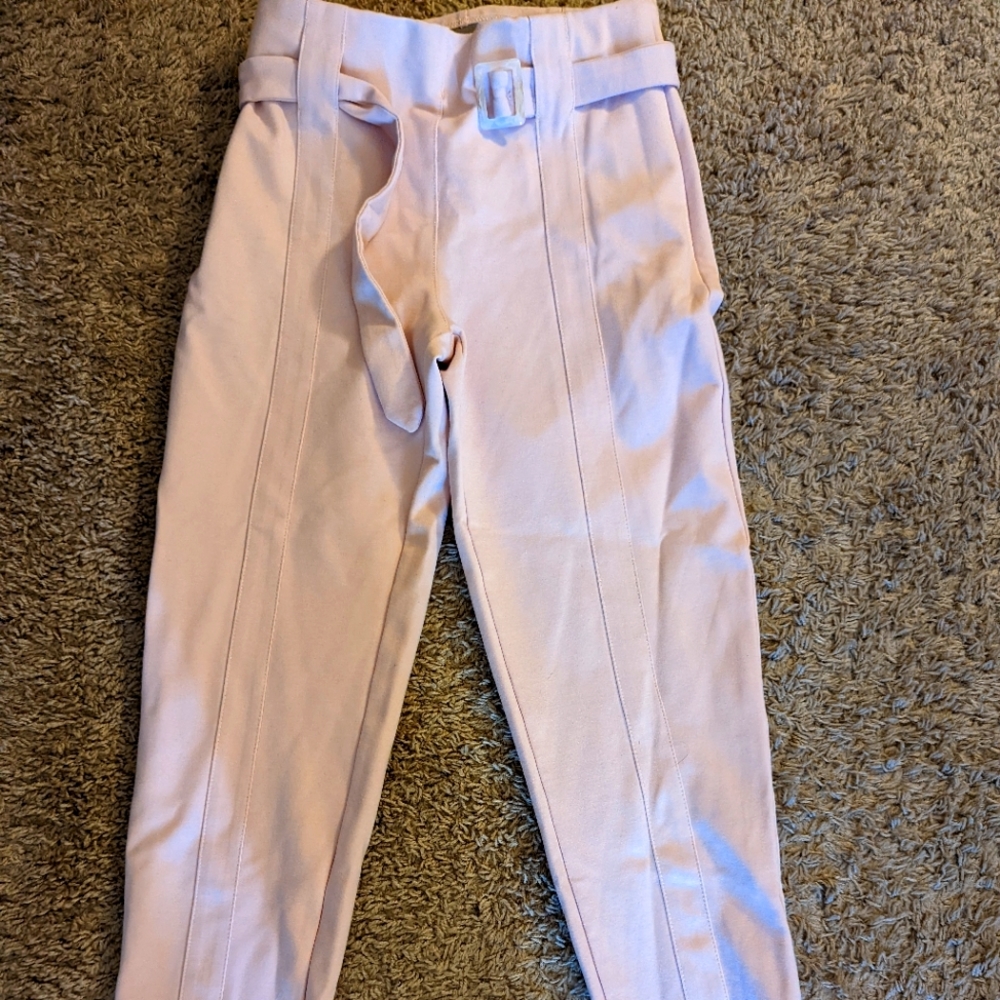 Betabrand Pink Belted Slacks